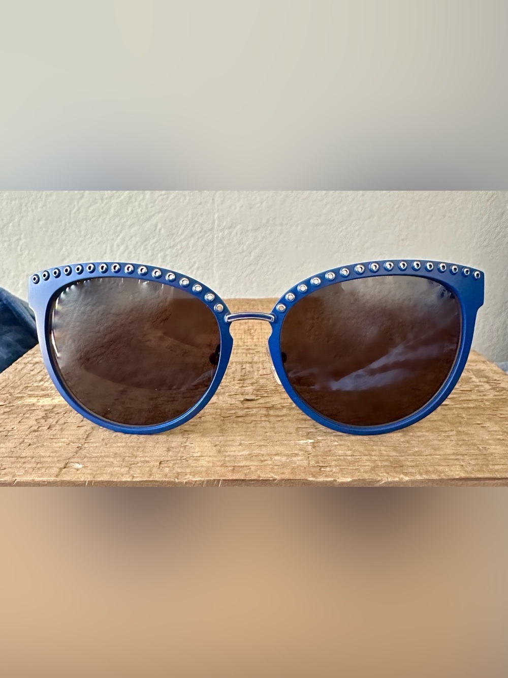 Brand New Rebecca Minkoff Cat Eye Navy Blue Silver “Harrison” Sunglasses